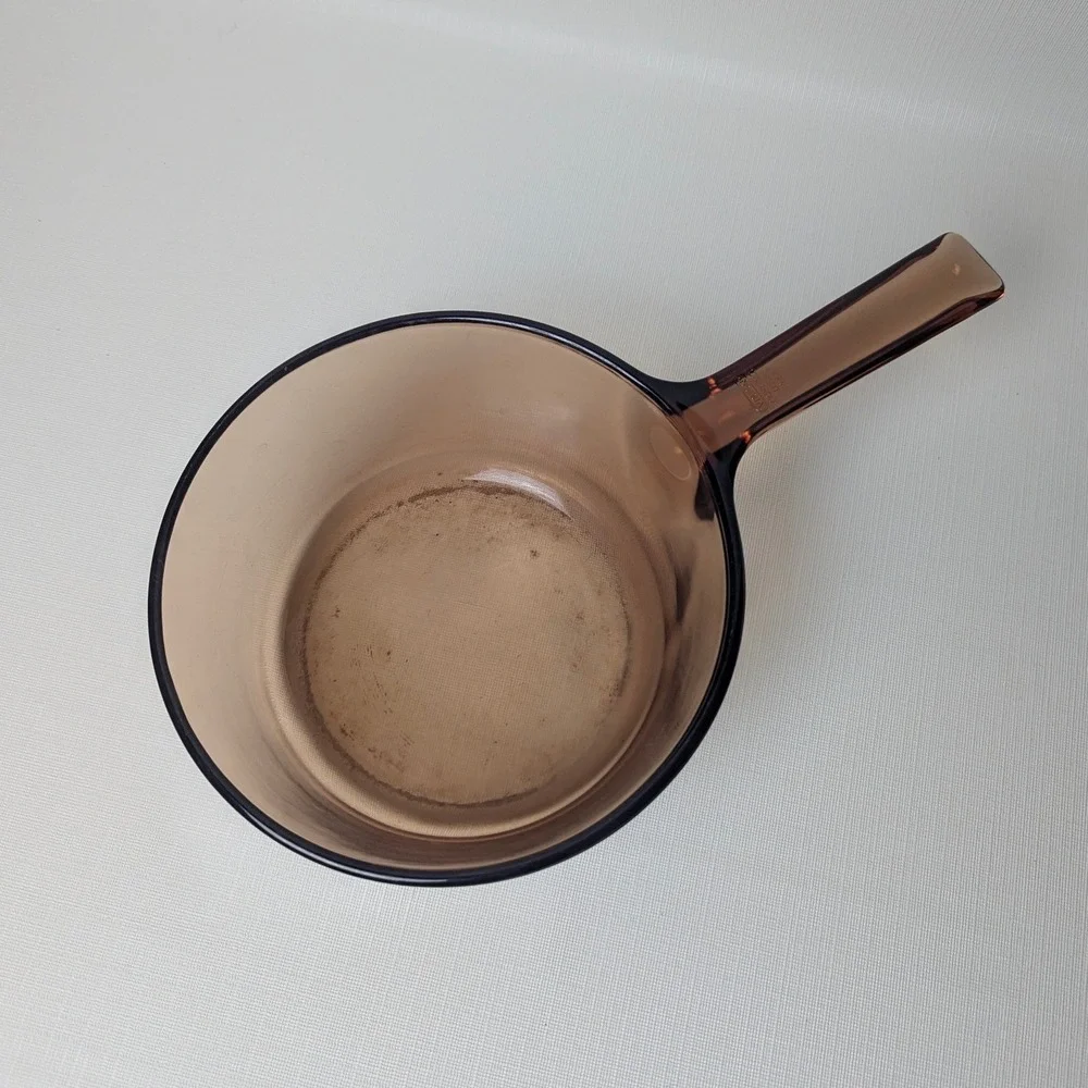 Corning Visions Amber Glass Double Boiler Set 1.5L Saucepan Steamer Lid France